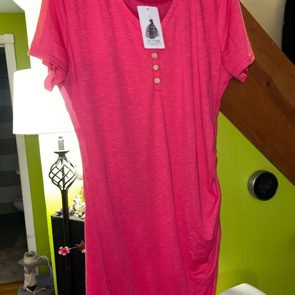 Pink Short Sleeve Dress